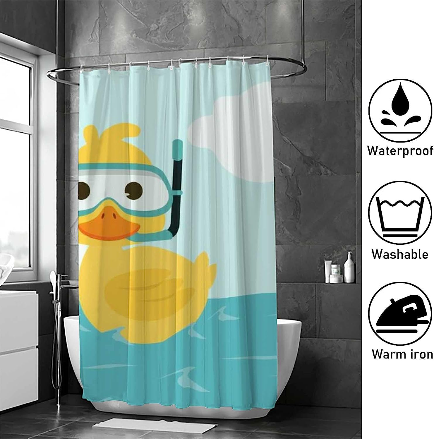 Snorkeling Duck Shower Curtain - Playful Bath Accessory For Kids Bathroom - Image 4