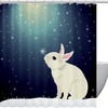 Snow Bunny Moonlight Snowflake Fabric Shower Curtain for Bathroom Decor