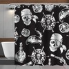 Snow Deer Shower Curtain - Black Bathroom Decor With Winter Landscape Design