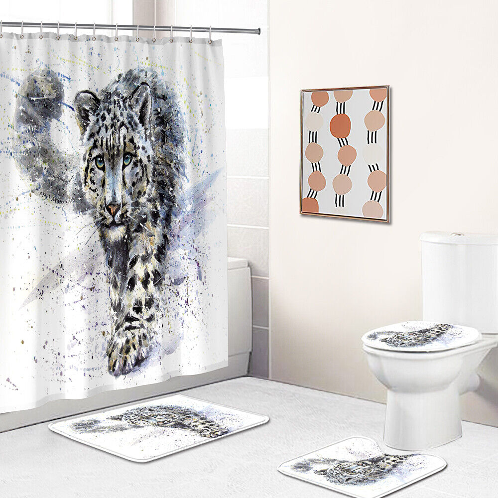 Snow Leopard Print Shower Curtain Bathroom for a Bold and Wild Bathroom Look