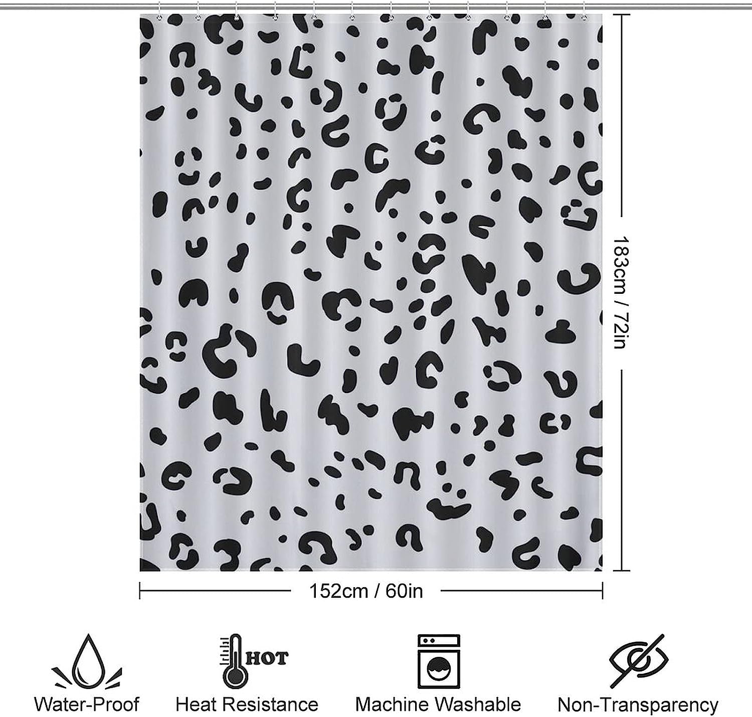 Snow Leopard Print Waterproof Shower Curtain For Bathroom - Image 2