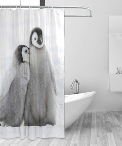Snow Penguins Waterproof Fabrics Bathroom Decor Shower Curtain - WELLDAY Bath Curtain