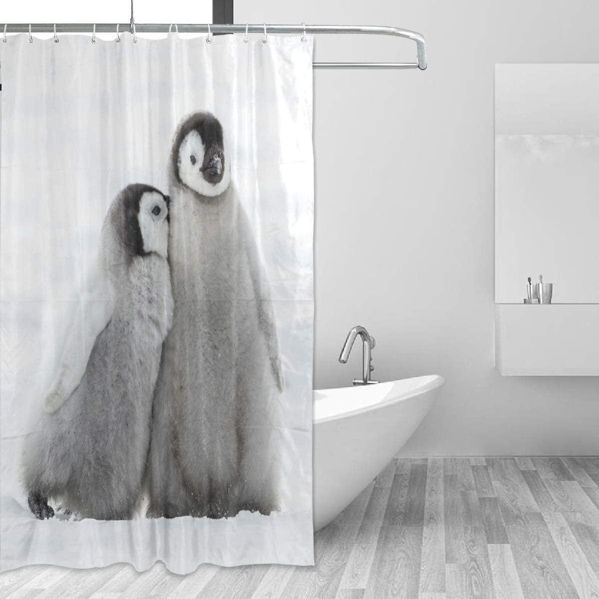 Snow Penguins Waterproof Fabrics Bathroom Decor Shower Curtain - WELLDAY Bath Curtain