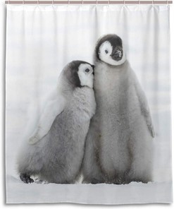 Snow Penguins Waterproof Fabrics Bathroom Decor Shower Curtain - WELLDAY Bath Curtain
