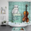 Snow White Owl Shower Curtain On A Green Plank Background