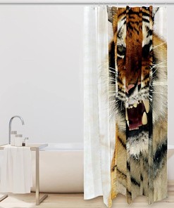 Snow Winter Tiger Fabric Shower Curtain for Bathroom