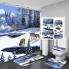 Snowfield Forest Wolf Pack Print Waterproof Shower Curtain Set