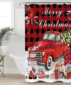 Snowflake Cardinals Xmas Tree Red Truck Christmas Gnome At Home Shower Curtain