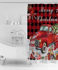 Snowflake Cardinals Xmas Tree Red Truck Christmas Gnome At Home Shower Curtain