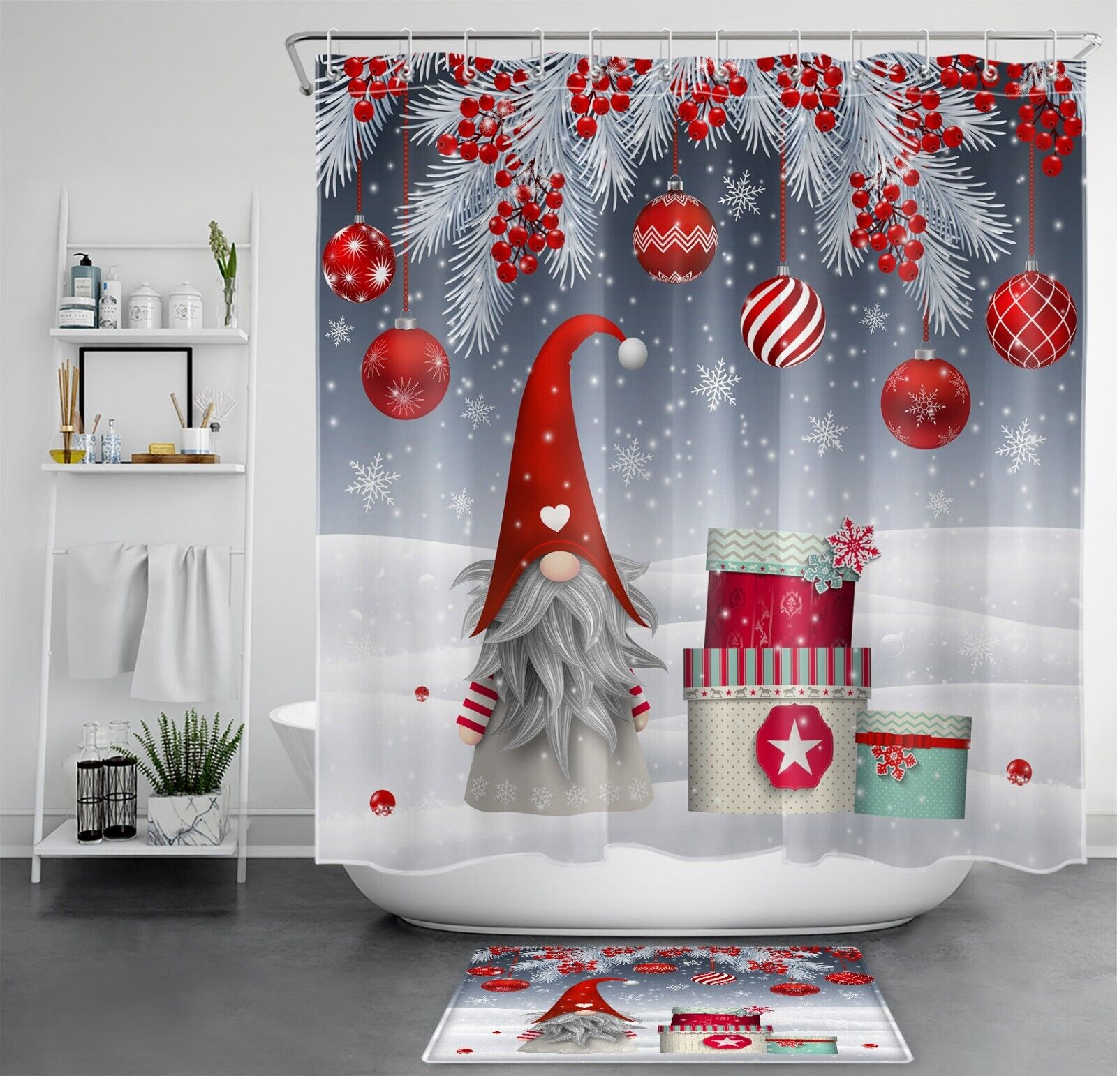 Snowflake Christmas Shower Curtain