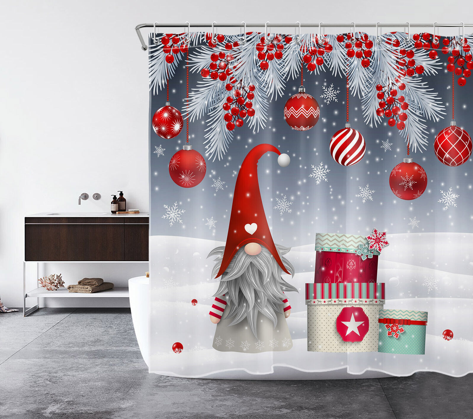 Snowflake Christmas Shower Curtain - Image 2