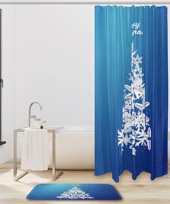 Snowflake Christmas Tree Shower Curtain, Paper Cut Design