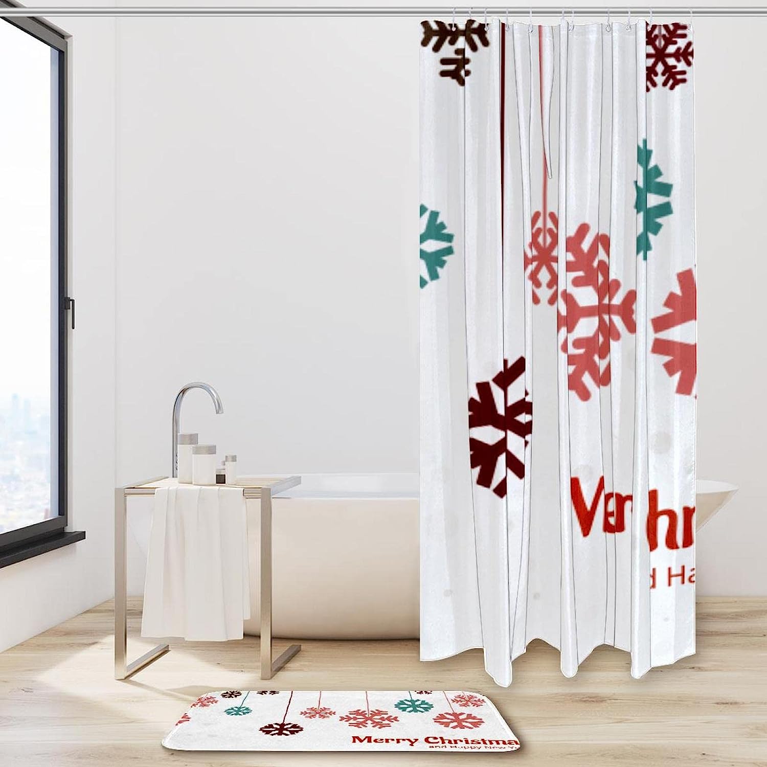Snowflake Christmas Waterproof Shower Curtain For A Winter Wonderland