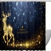 Snowflake Deer Golden Decorative Fabric Shower Curtain for Bathroom Decor