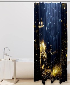 Snowflake Deer Golden Decorative Fabric Shower Curtain for Bathroom Decor