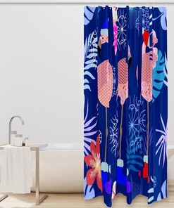 Snowflake Flamingo Fruit Flower Fabric Shower Curtain for Bathroom Decor