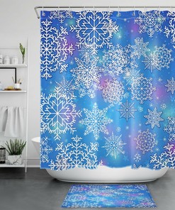 Snowflake Merry Christmas Shower Curtain - Happy Festive Bathroom Decor