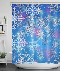 Snowflake Merry Christmas Shower Curtain - Happy Festive Bathroom Decor