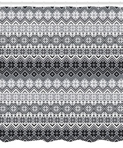 Snowflake Pattern Nordic Print Grey Shower Curtain