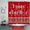 Snowflake Reindeer Fir Tree Red Christmas Shower Curtain - Modern Rustic Bathroom Decor
