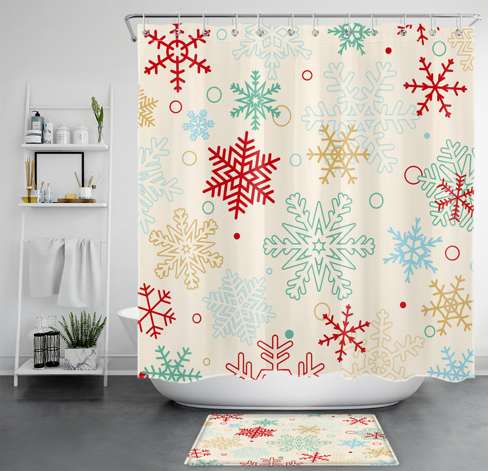 Snowflake Shower Curtain For Winter Bathroom Decor