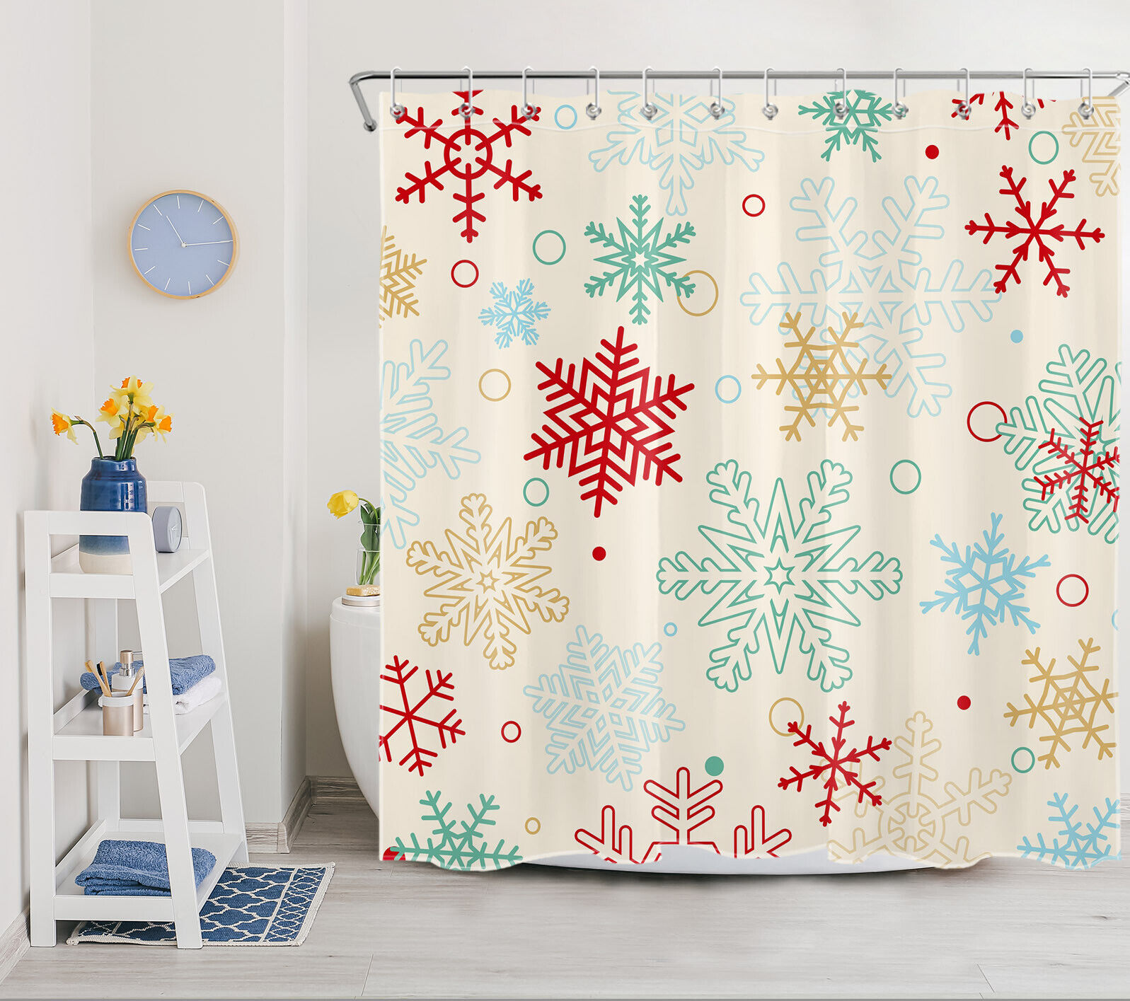 Snowflake Shower Curtain For Winter Bathroom Decor - Image 2