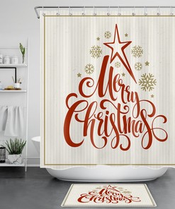 Snowflake Star Merry Christmas Shower Curtain - Festive Bathroom Accessories for Retro Decor