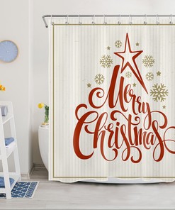 Snowflake Star Merry Christmas Shower Curtain - Festive Bathroom Accessories for Retro Decor