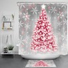 Snowflake Star Red Christmas Tree Shower Curtain - Holiday Bath Accessory for Retro Decor