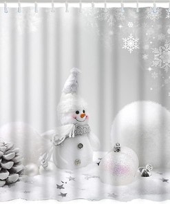 Snowflake Stars Print Shower CurtainChristmas Bathroom Decor for Women & Kids