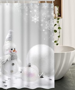 Snowflake Stars Print Shower CurtainChristmas Bathroom Decor for Women & Kids