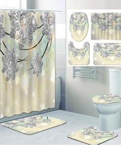 Snowflake Waterproof Shower Curtain with Starlight Theme 