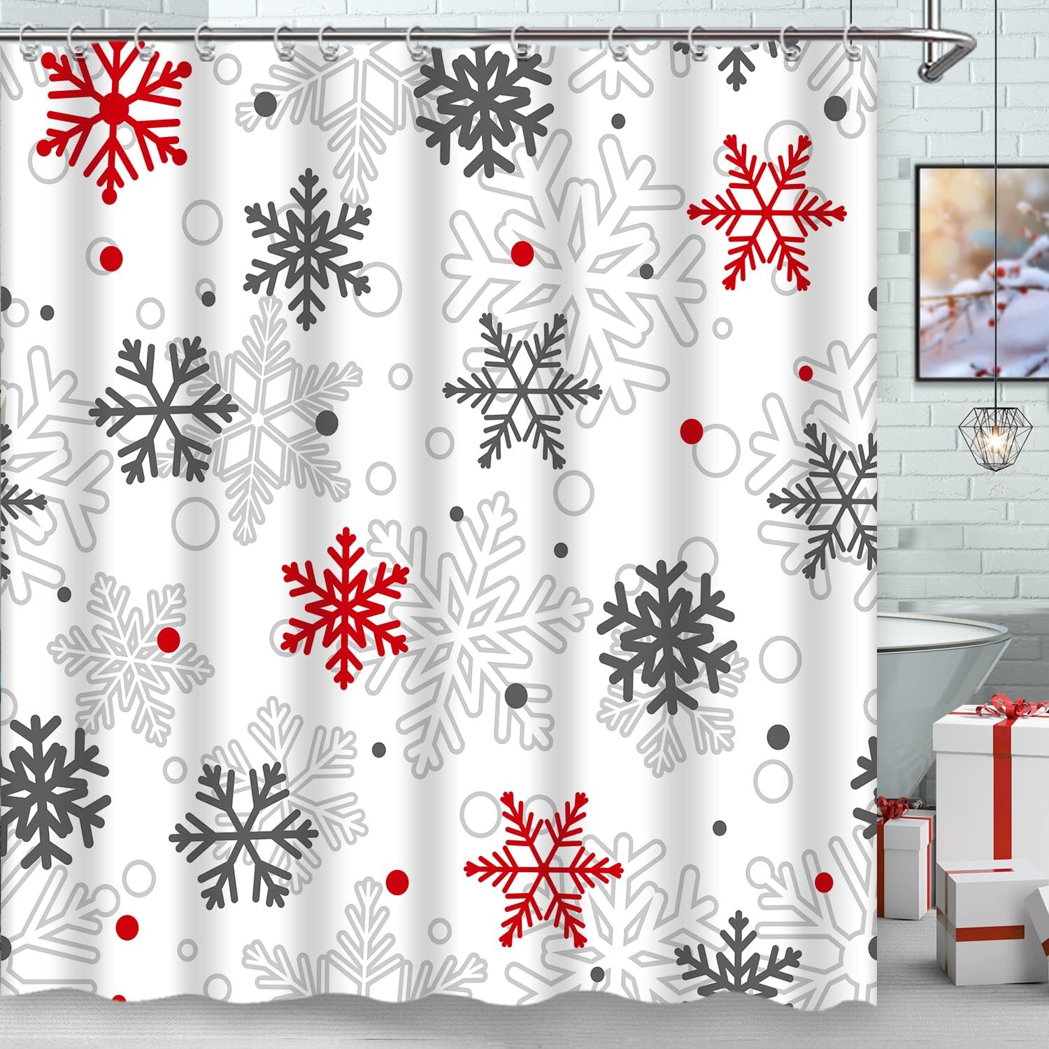 Snowflake Winter Christmas Shower Curtain - Shower Curtains Decorative
