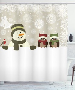 Snowflake Winter Day Print Shower Curtain For Festive Bathroom Decor