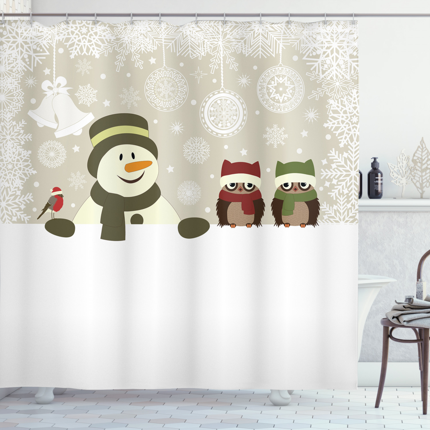 Snowflake Winter Day Print Shower Curtain For Festive Bathroom Decor - Image 3