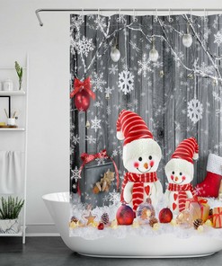 Snowflake Winter Scene Curtain