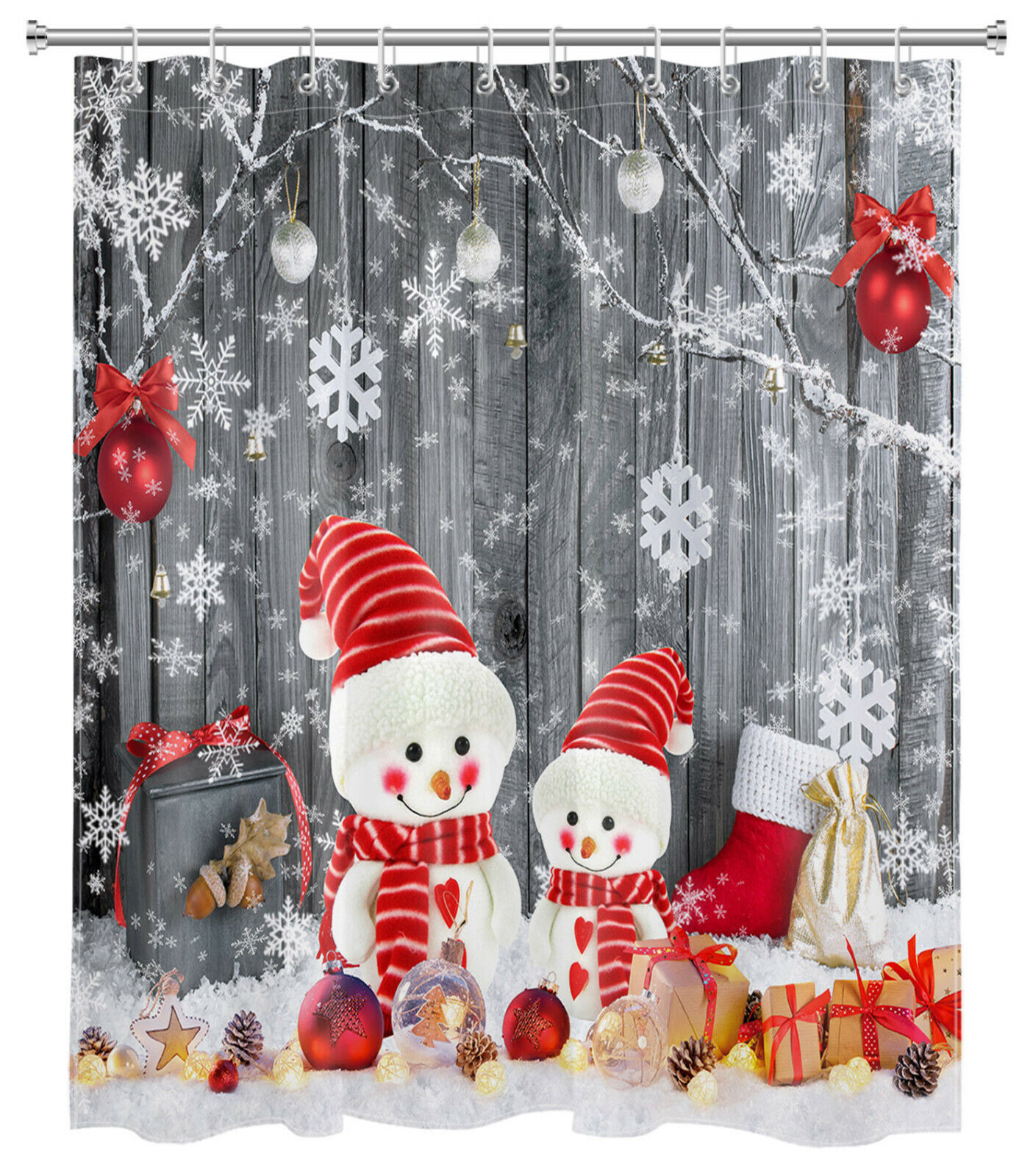 Snowflake Winter Scene Curtain - Image 2