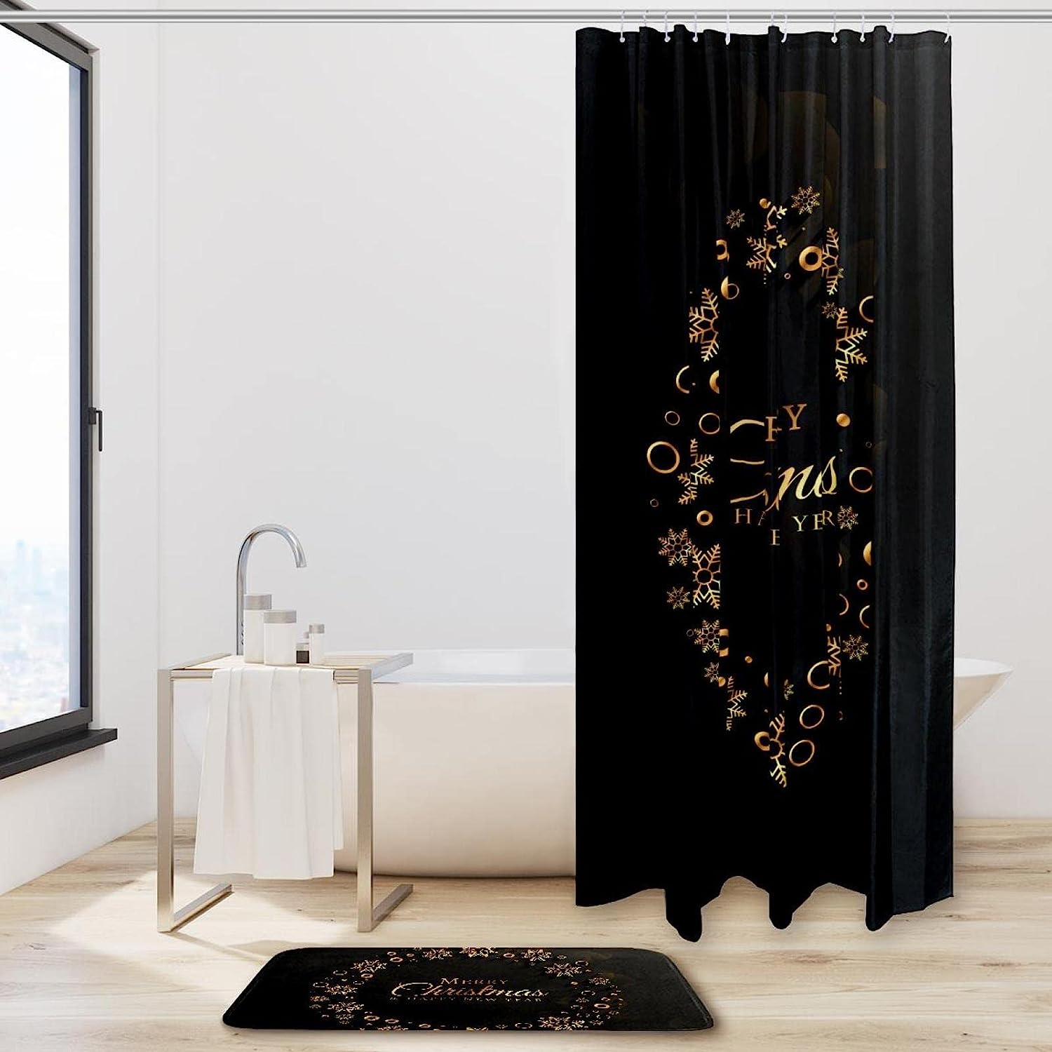 Snowflake Wreath Shower Curtain For A Classic Christmas Theme - Image 2