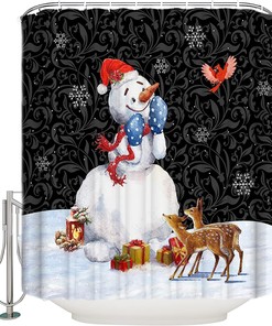 Snowflake Xmas Tree Reindeer Shower Curtain For A Joyous Christmas