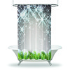 Snowflakes Christmas Shower Curtain - Waterproof Fabric Holiday Decor