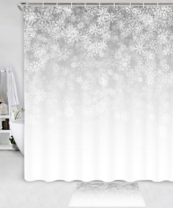 Snowflakes Falling Winter Shower Curtain - Snowy Bathroom Accessories