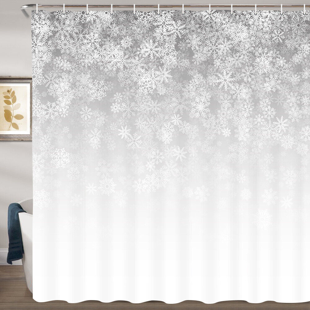 Snowflakes Falling Winter Shower Curtain - Snowy Bathroom Accessories