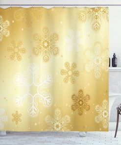 Snowflakes Print Fabric Shower Curtain For Festive Bathroom Decor