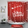Snowflakes Santa Reindeer Sleigh Red Christmas Shower Curtain - Cheerful Festive Bathroom Decor