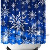 Snowflakes Shower Curtain Dark Blue Christmas With Silver Shinning Light Winter Holiday Home Decor Waterproof Fabrics