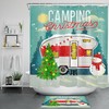 Snowman Camper Shower Curtain - Christmas Tree Bathroom Decor
