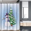 Snowman In The Winter Mistletoe Present Top Hat And Scarf Shower Curtain For Small Showers - Fabric Bathroom Decors