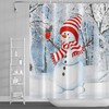 Snowman Shower Curtain With A Branch Of Birds And Snowflakes