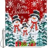 Snowman Xmas Tree Gift Shower Curtain, Perfect Additions To Christmas Decor