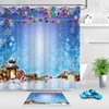 Snowman and Snowflake Winter Shower Curtain 